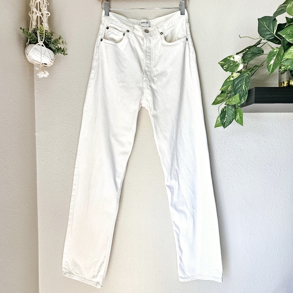 AGOLDE White 90's Denim Pants Ivory Size 27 Minimalist Quiet Luxery Relaxed Fit - Picture 10 of 14